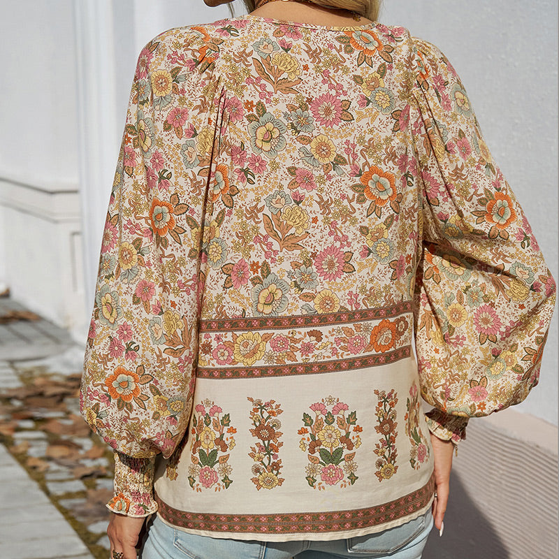 đź’–2025 New Productsđź’–Women's Fashion Printed v-Neck Long Sleeve Shirt - Buy two and get free shipping!