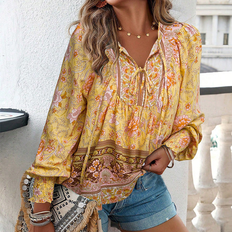 đź’–2025 New Productsđź’–Women's Fashion Printed v-Neck Long Sleeve Shirt - Buy two and get free shipping!