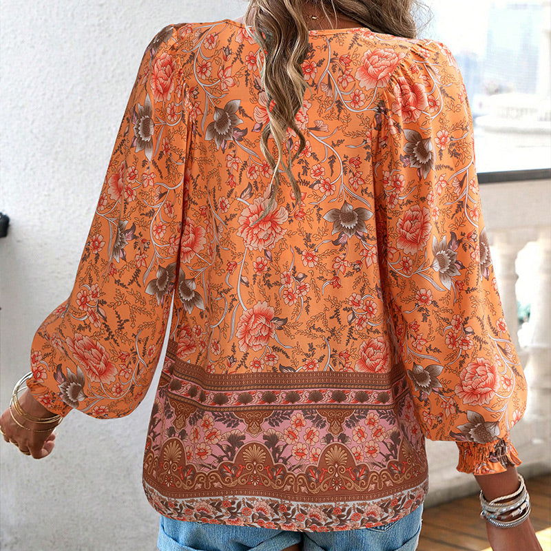 đź’–2025 New Productsđź’–Women's Fashion Printed v-Neck Long Sleeve Shirt - Buy two and get free shipping!