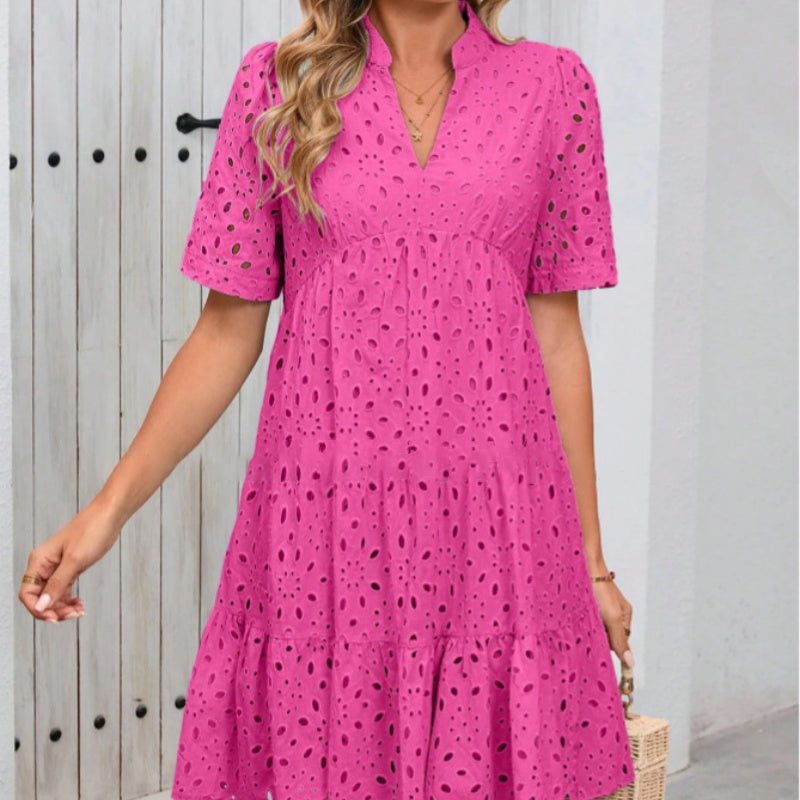 👗Summer New💃Women's V-Neck A-Line Cutout Printed Dress