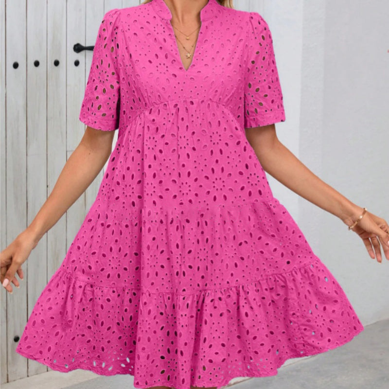 👗Summer New💃Women's V-Neck A-Line Cutout Printed Dress