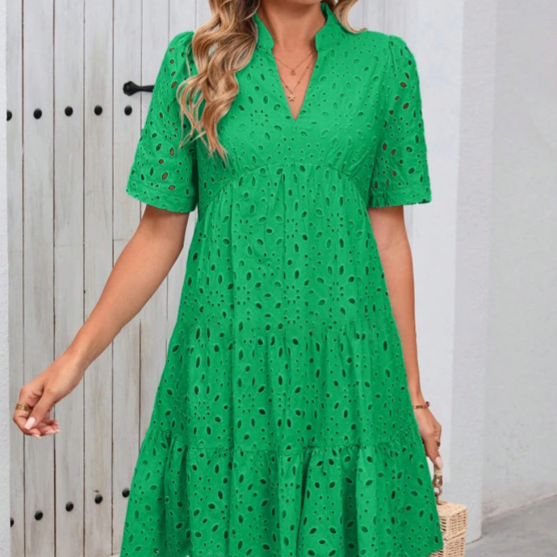 👗Summer New💃Women's V-Neck A-Line Cutout Printed Dress