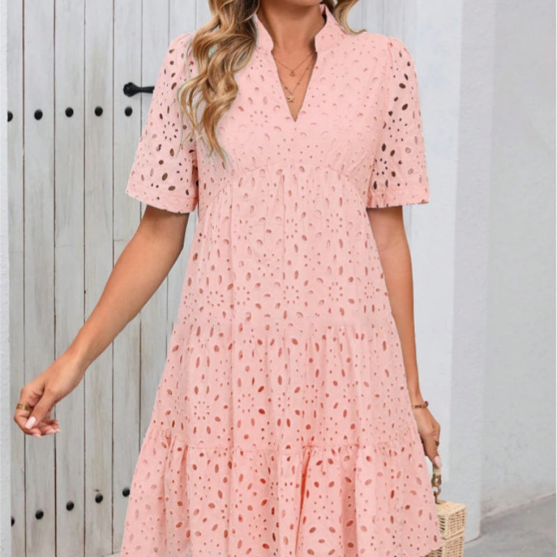 👗Summer New💃Women's V-Neck A-Line Cutout Printed Dress