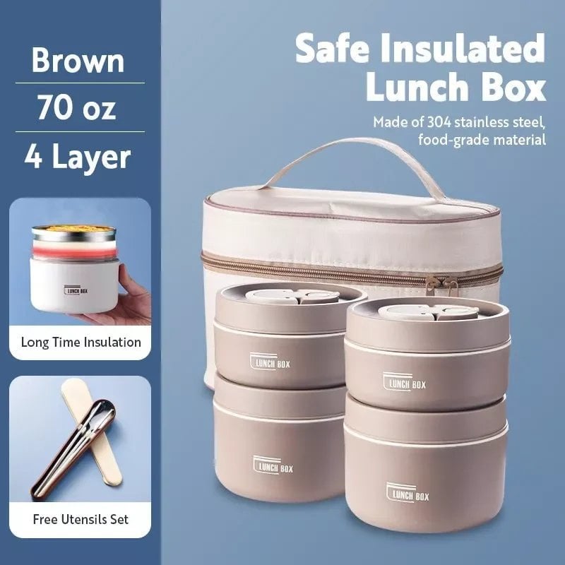 (Last Day Promotion 49% OFF) Portable Insulated Lunch Container Set - BUY 2 FREE SHIPPING