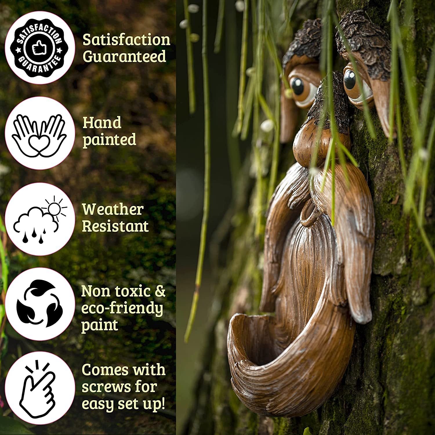 3D Funny Bark Ghost Face Decor Tree Facial Features Outdoor Decoration mysite