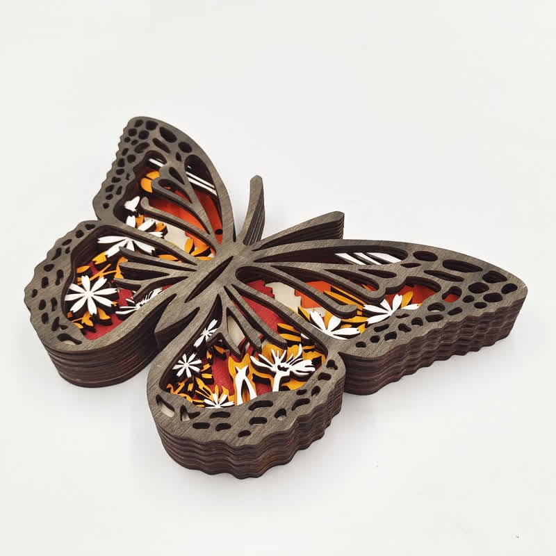 3D Wooden Carving Art Butterfly Wood Crafts Home Carving Decorations