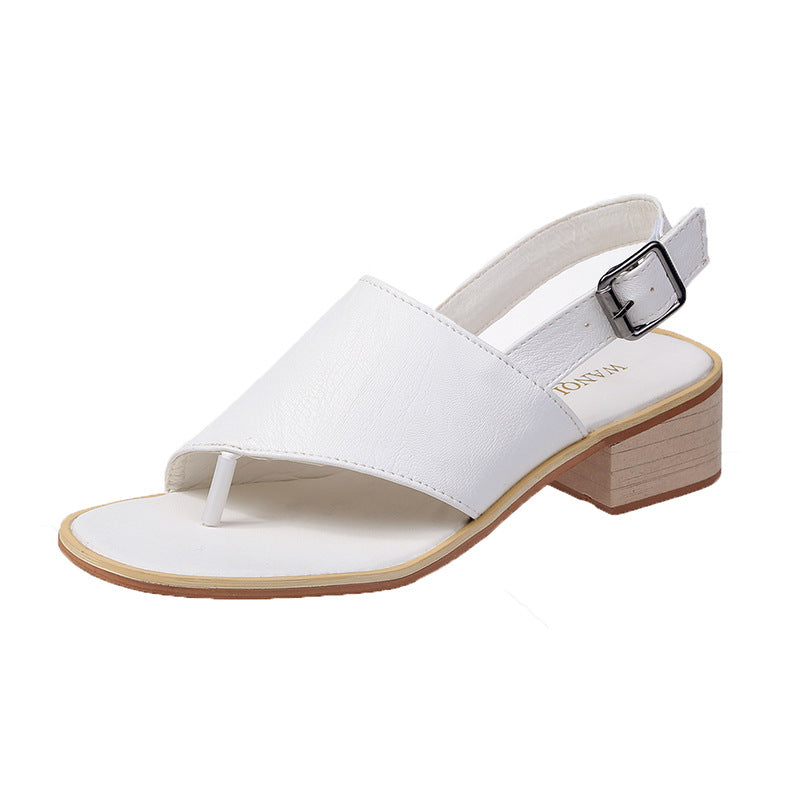 (flash sale)2022 Spring and summer leather casual shoes  and  new belt buckle solid color plus size women's sandals