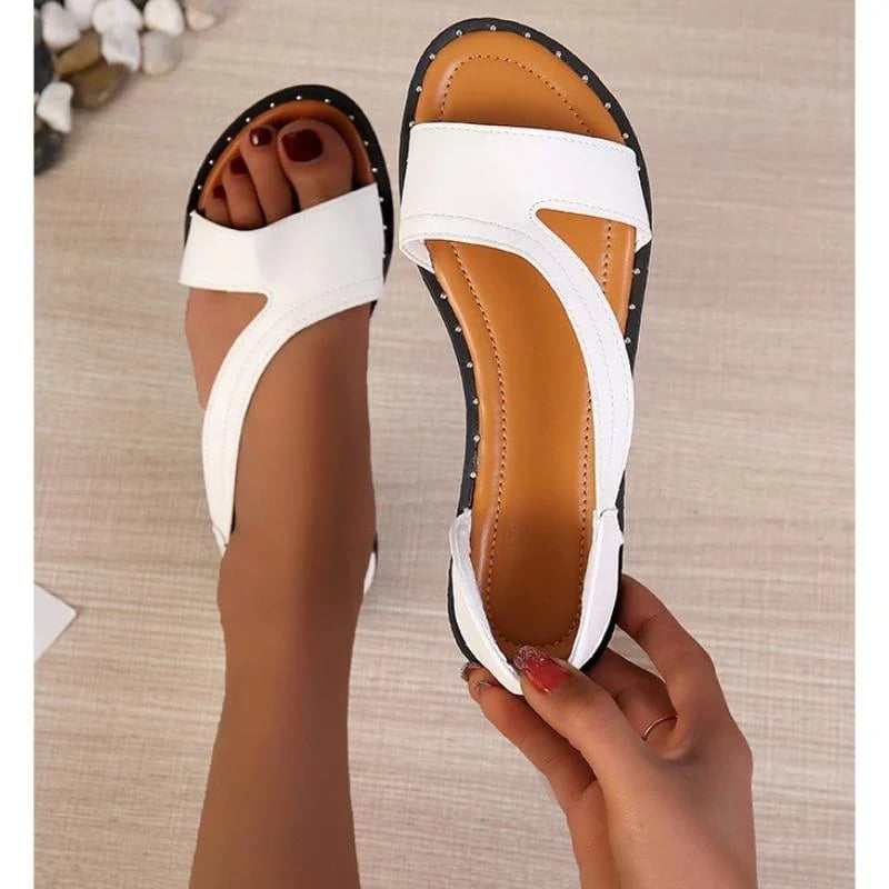 (Big Sale💥)Fish-mouth Rivet Open Toe Flat  Sandals(Buy 2 Get 15% off✔️)