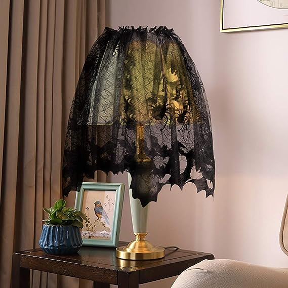 🔥Halloween Hot Sale -Halloween Decorations Black Lace Spiderweb Fireplace Mantle