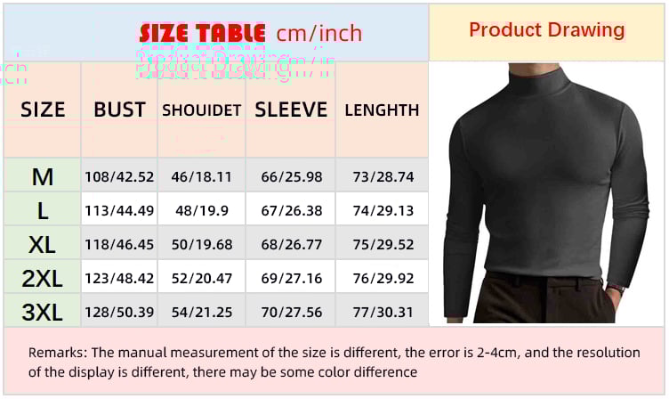 Mens High Neck Slim Fit Long Sleeve T-shirt mysite