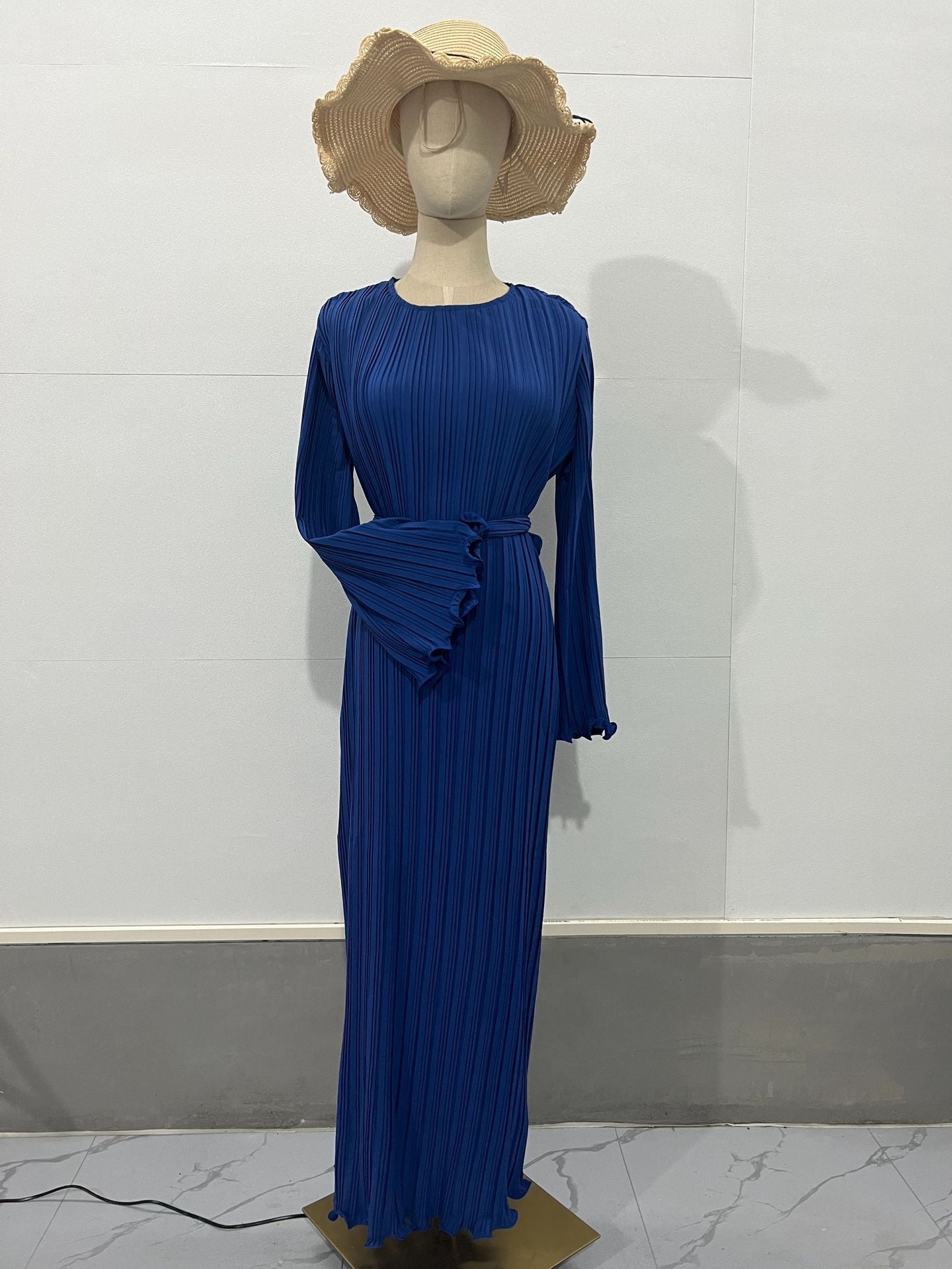 Pleated Bell Sleeve Maxi Dress (Buy 2 Free Shipping) mysite