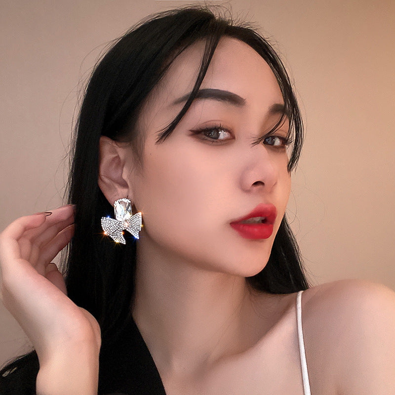 Big Geometric Square Crystal Dangle Earrings mysite