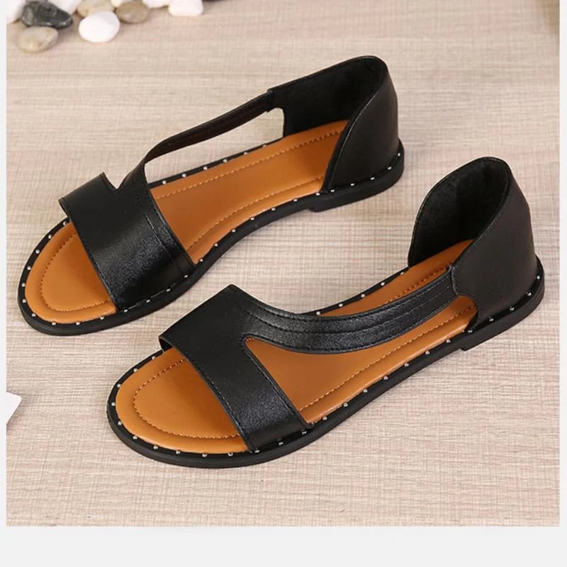 (Big Sale💥)Fish-mouth Rivet Open Toe Flat  Sandals(Buy 2 Get 15% off✔️)