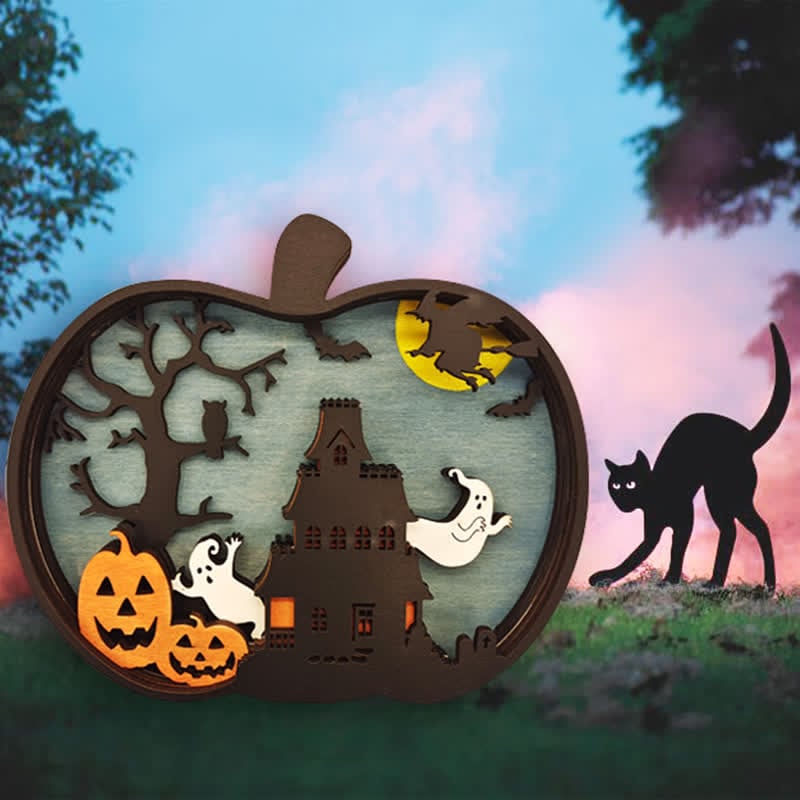 Halloween Pumpkin Carving Home Decor with Light Home Wall Sculptures Ornaments