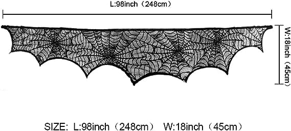🔥Halloween Hot Sale -Halloween Decorations Black Lace Spiderweb Fireplace Mantle