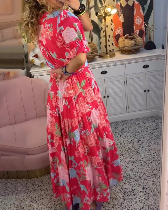 V-neck dress with floral print mysite