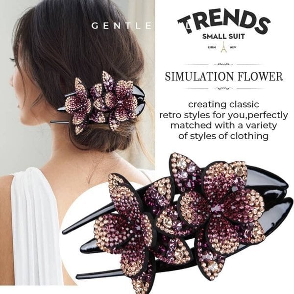 (🍀SPRING HOT SALE🍀)Rhinestone Double Flower Hair Clip mysite