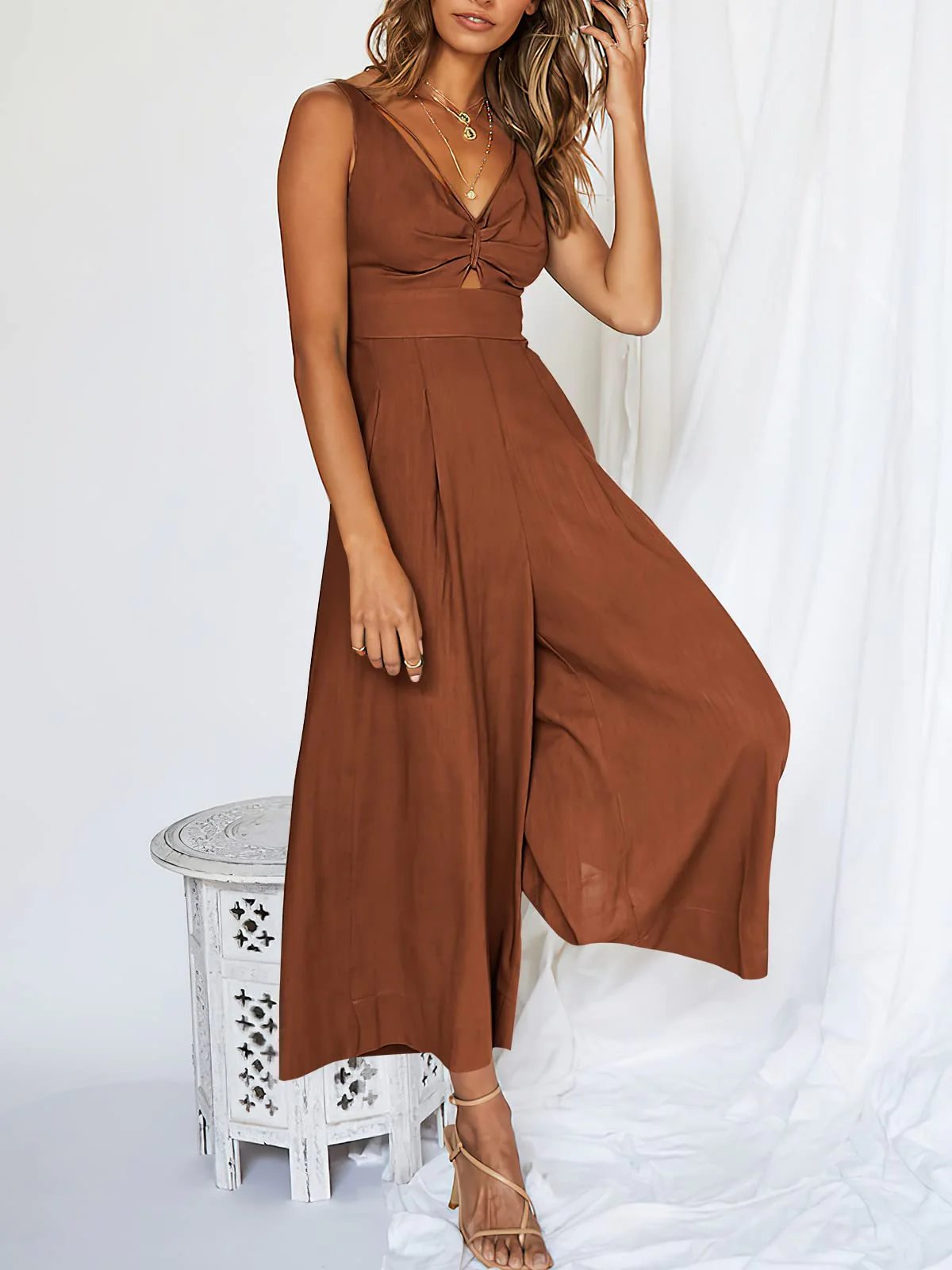 đŸ”¥Limited Time Hot Sale đŸ”¥Hot Sales V Neck Cutout High-Waist Jumpsuits mysite