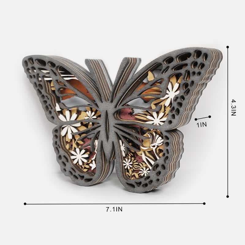 3D Wooden Carving Art Butterfly Wood Crafts Home Carving Decorations