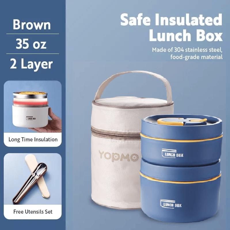 (Last Day Promotion 49% OFF) Portable Insulated Lunch Container Set - BUY 2 FREE SHIPPING