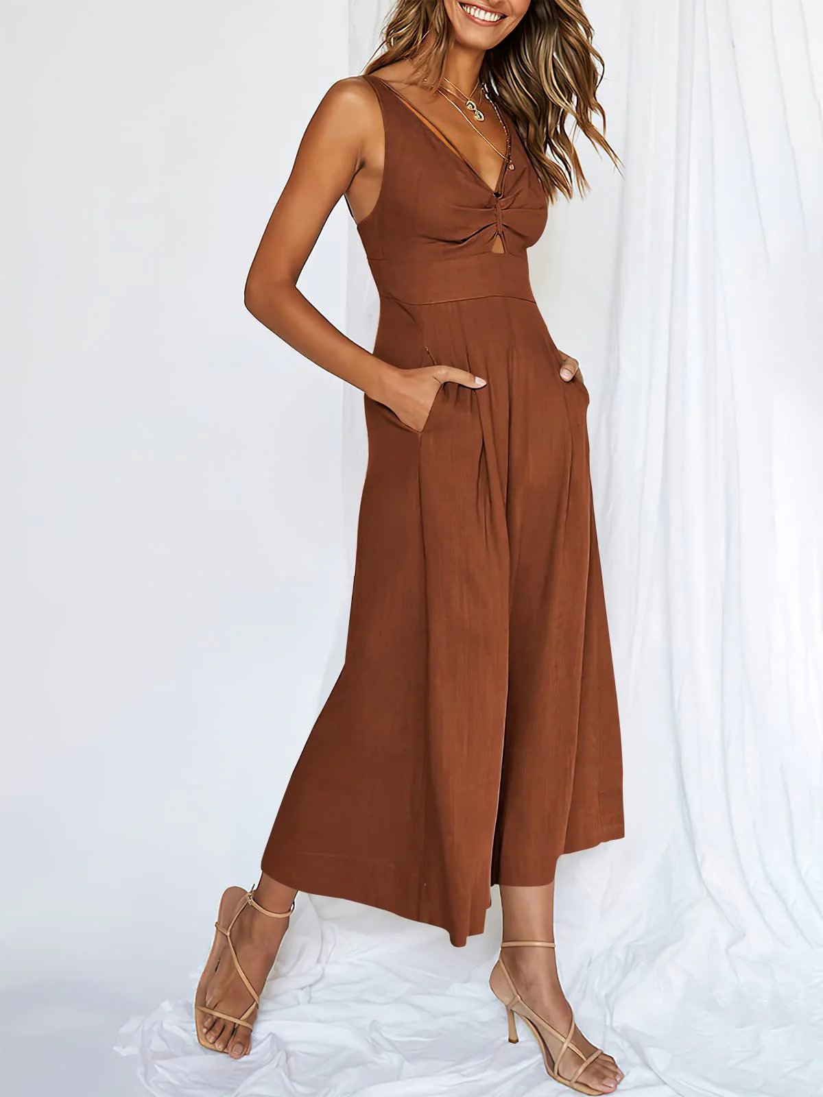 đŸ”¥Limited Time Hot Sale đŸ”¥Hot Sales V Neck Cutout High-Waist Jumpsuits mysite
