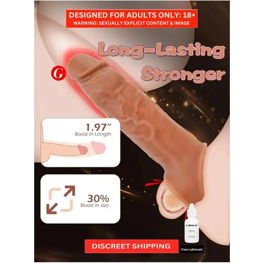 2 Inch Extension Reusable Silicone Sleeve for Men – Realistic Textured Personal Wellness Accessory