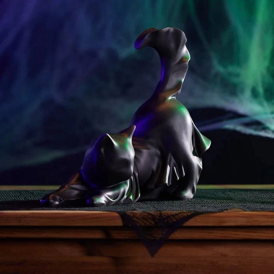 Halloween spooky black cat statue