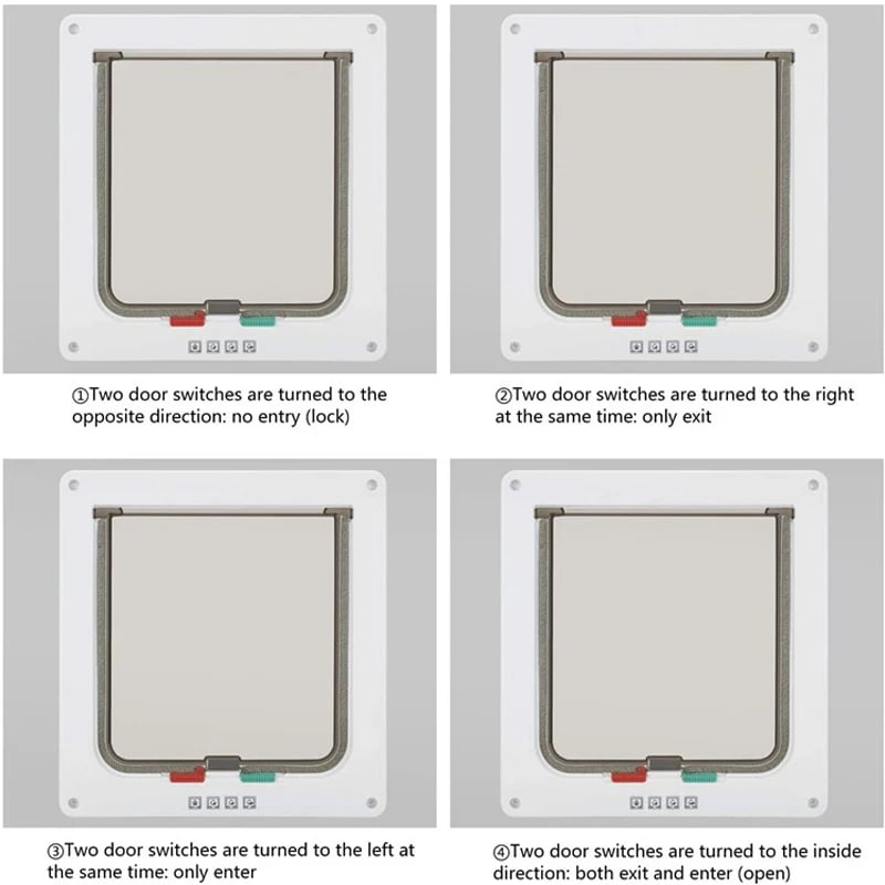 4 Way Security Lock Flap Door - Cat Flap Door for Interior Exterior Door