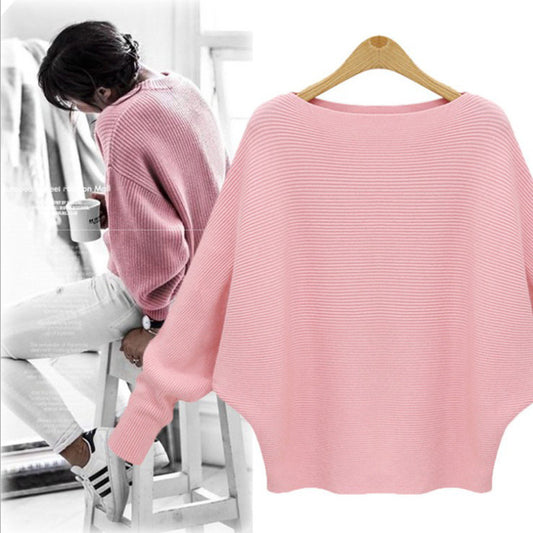 Women's Boat Neck Bat Sleeve Knitted Sweater product image 2