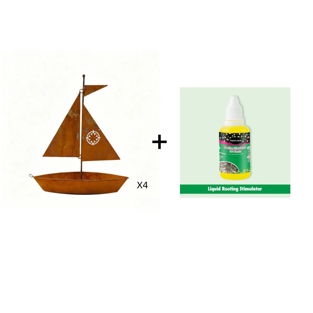 Rustic Sailboat Metal Planter – Handcrafted, weather-resistant & perfect for succulents, herbs or flowers – charming garden or shelf decor