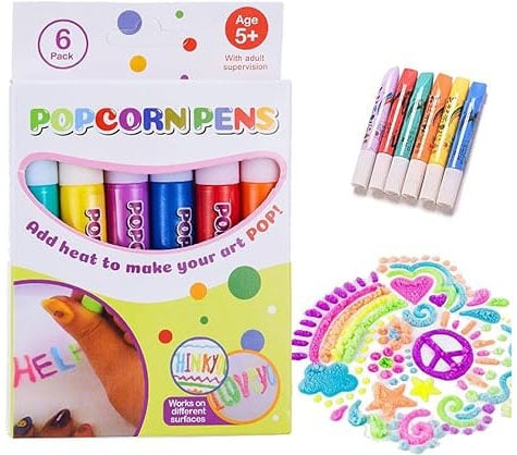 🎨🎁Popcorn Pens, Magic Bubble Drawing Pens, DIY Puffy 3D Art Paint Markers for Kids