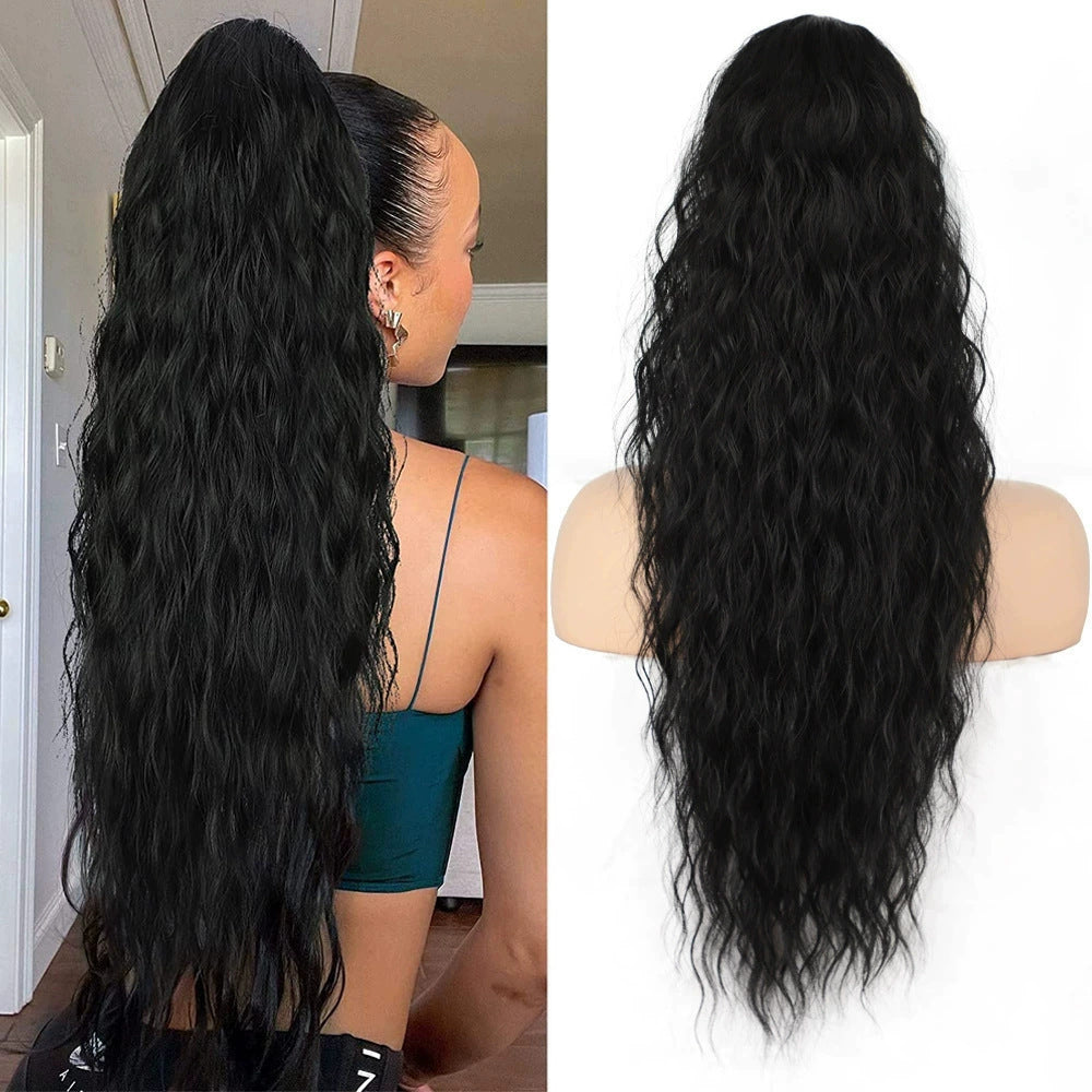 💖Clip-In Wave Ponytail Hair Extension Natural Fluffy African Style Wig💖