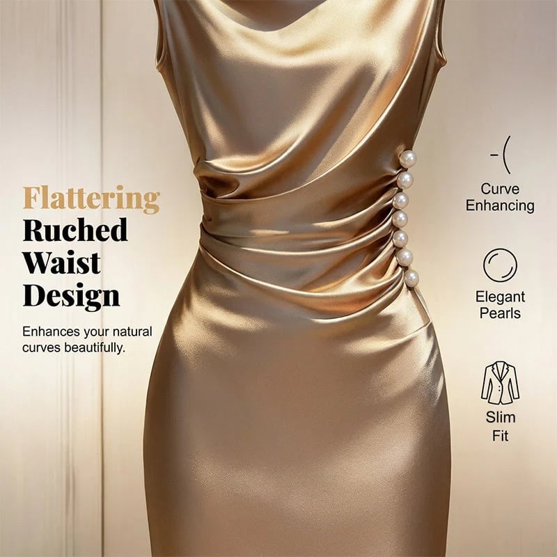 Women's Sleeveless Cowl Neck Midi Dress