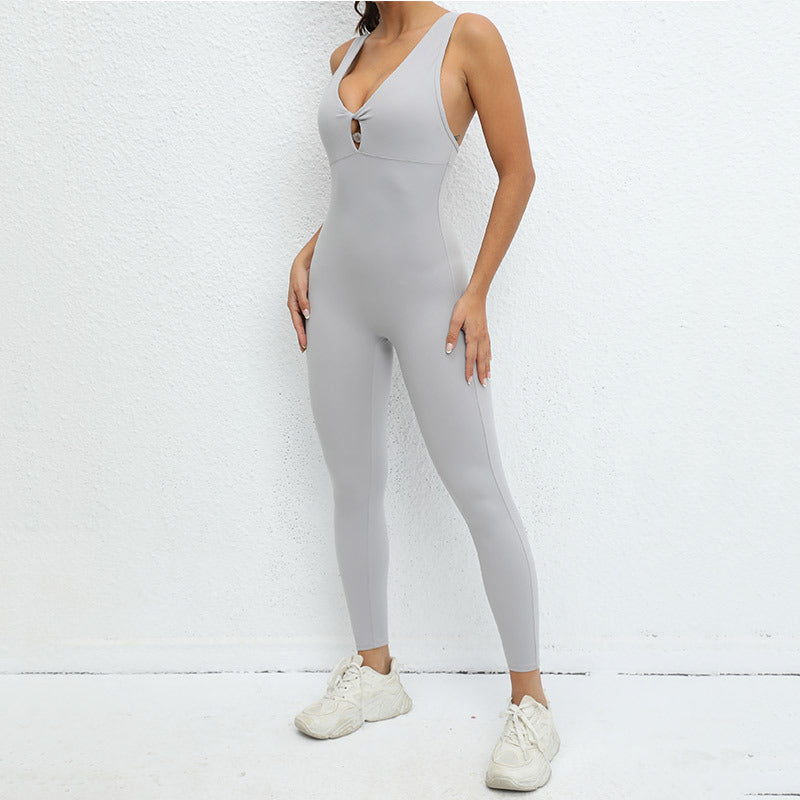 Sleeveless Flare Jumpsuits Sexy Backless Bodycon Scrunch Butt Yoga Rompers Seamless Playsuit mysite