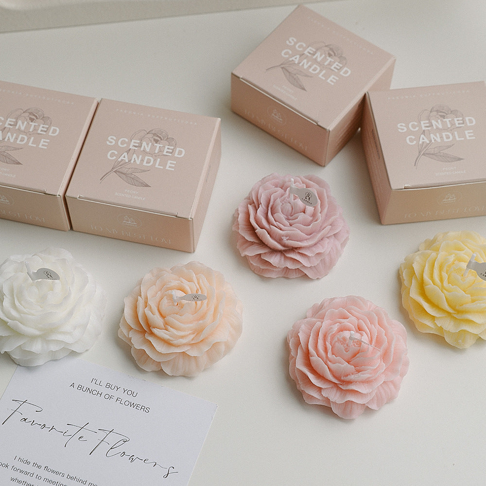 Souvenir candles, peony flower shaped gift ornaments, Valentine's Day, birthday flower scented candles