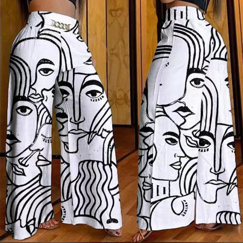 Women's Solid-Color High-Waisted Wide-Leg Pants