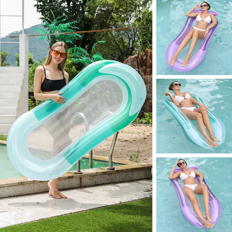 Inflatable Water Lounger with Armrests and Mesh - Order now and get a free pump!