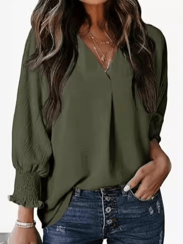 Womens Tunic Tops V Neck Casual Loose 3/4 Sleeve Shirts Dressy Blouses Tops Overiszed T Shirts