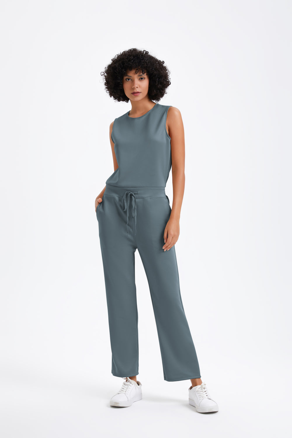 Slim casual women's sleeveless solid color v-neck trousers jumpsuit - Buy two and get free shipping! mysite