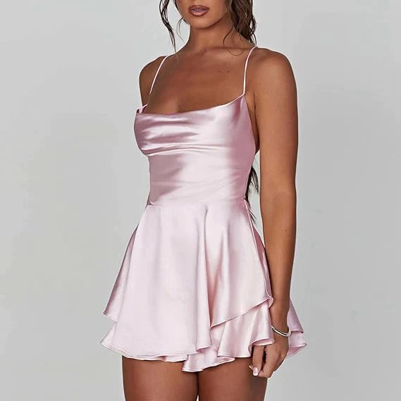 Backless Satin Dress - Buy two and get free shipping!