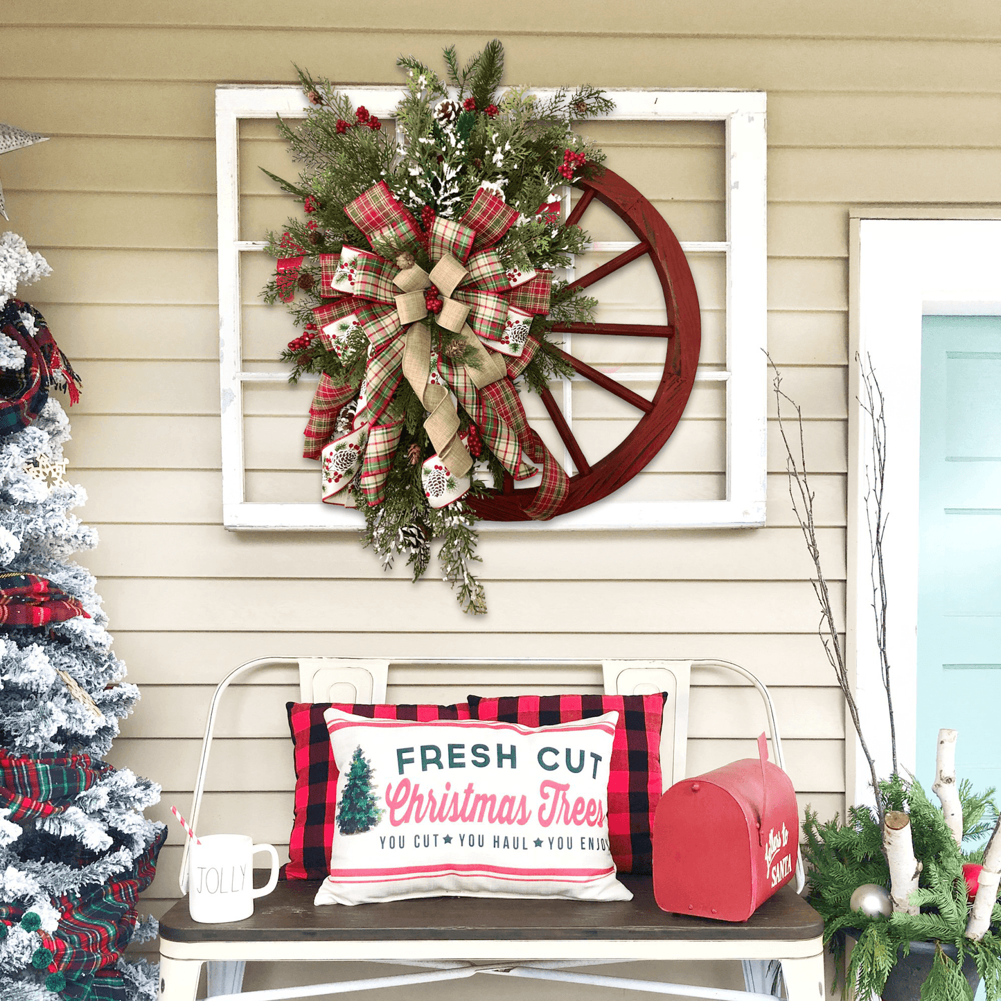 🎄Winter wreath - court wagon wheel