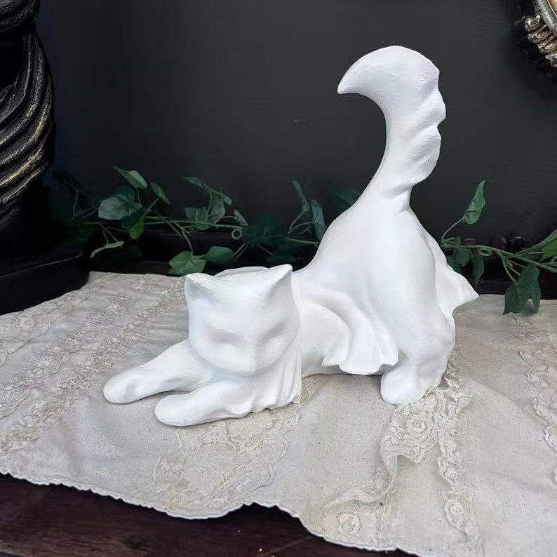 Halloween spooky black cat statue