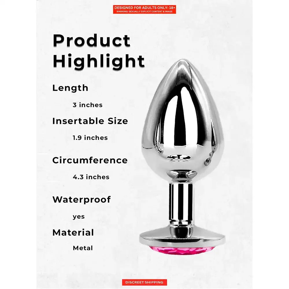 Stainless Steel Diamond Gem Butt Plug – Premium Metal Adult Accessory with Crystal Base