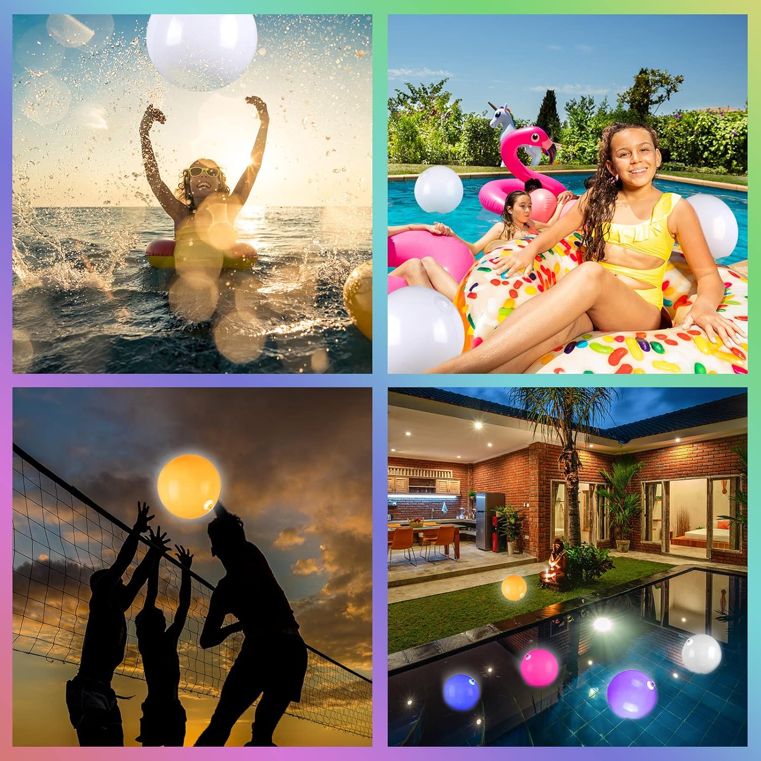 Pool Decoration🎉LED Light 16 Colors Luminous Beach Ball mysite