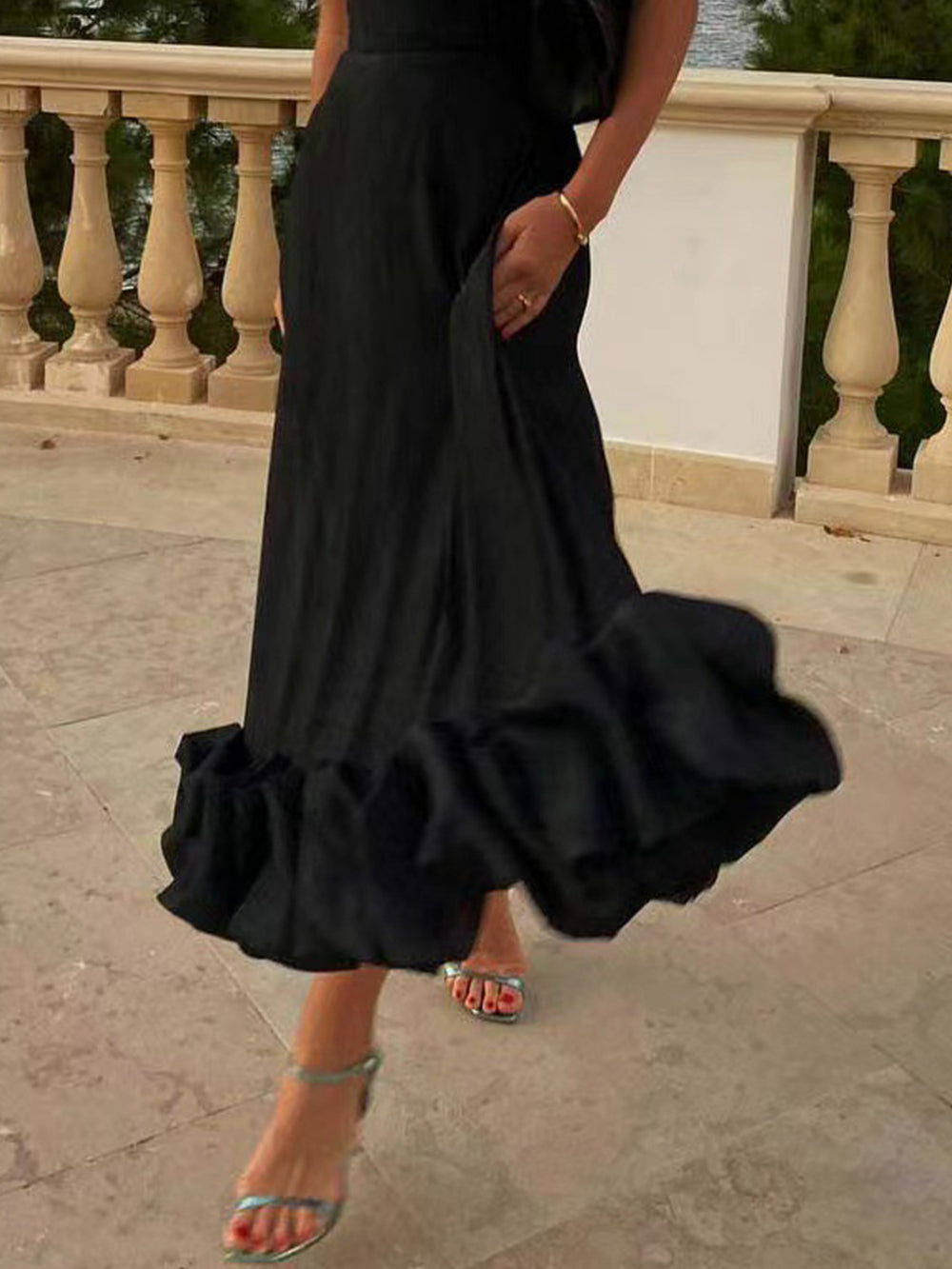 Flounce Bustier Midi Dress mysite