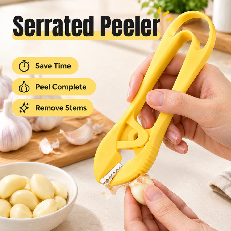 Manual Garlic Peeler with Serrated Jaws