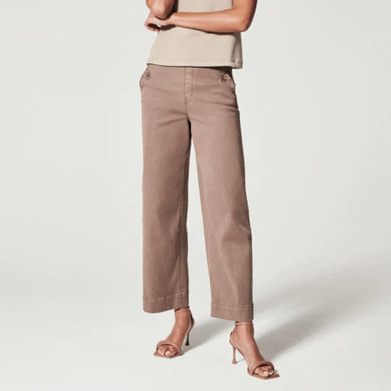 Women Stretch Tummy Control Twill Cropped Wide Leg Pant (BUY 2 FREE SHIPPING)