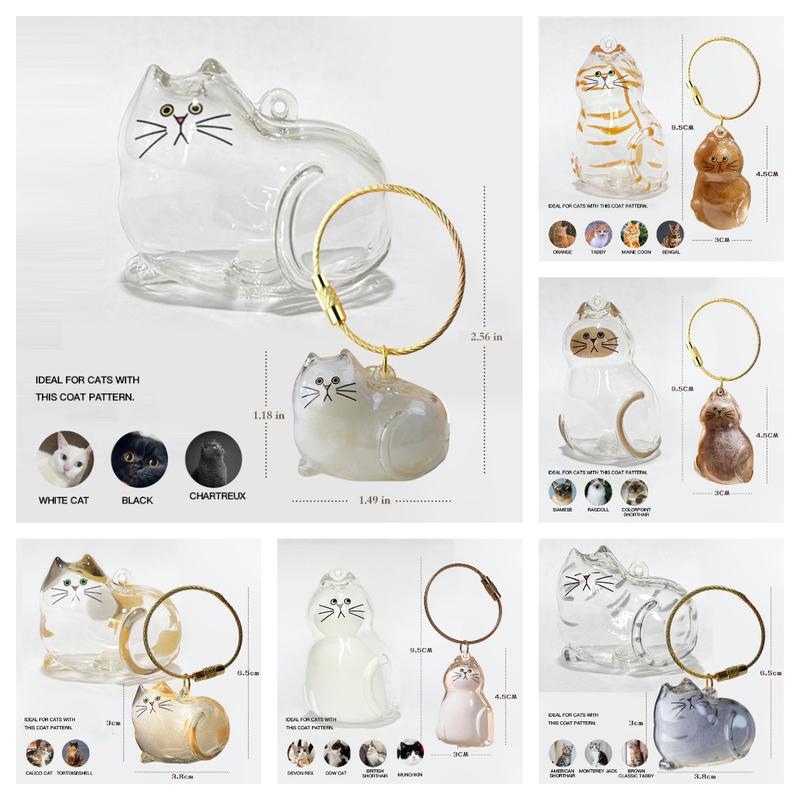 [Buy More Save More]10Pcs Cat Fur Collection Capsule, Cat Fur Memory Charm, Which Can Be Used as a Keychain