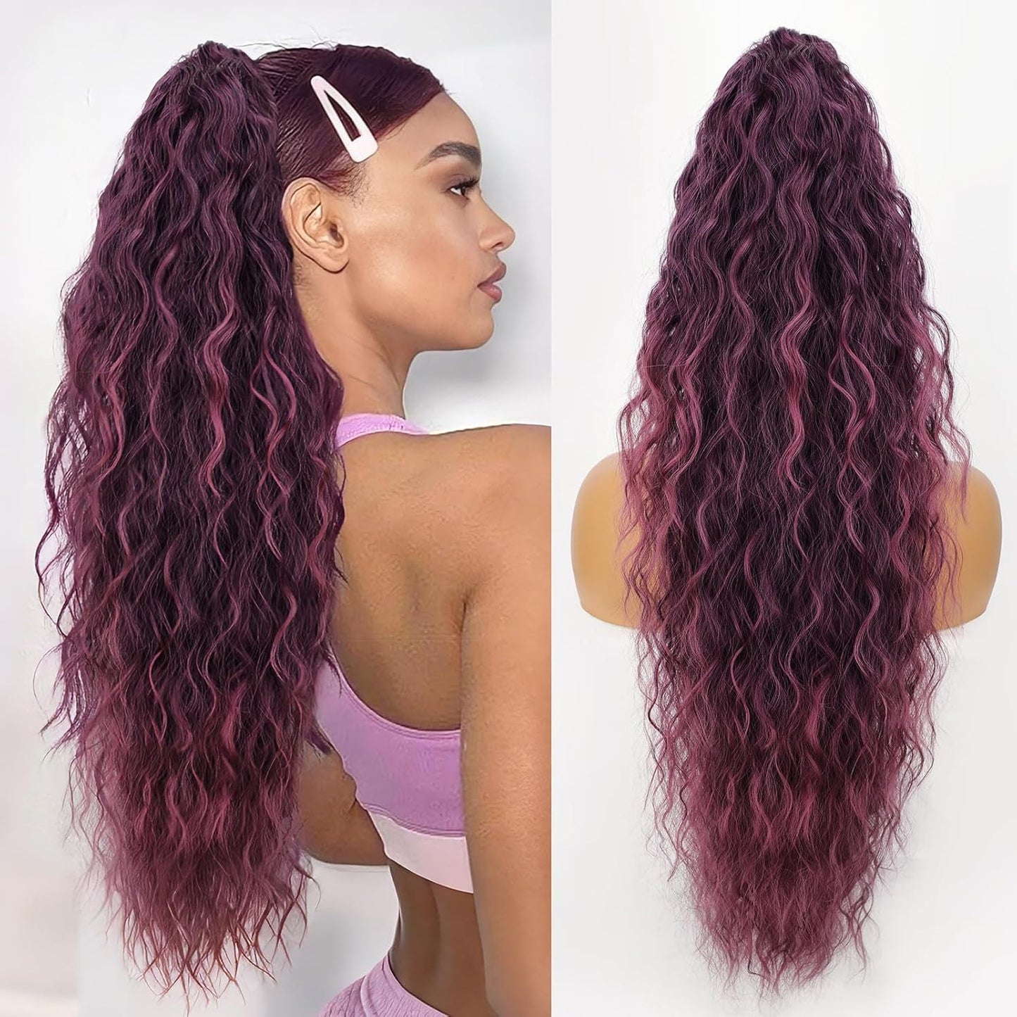 💖Clip-In Wave Ponytail Hair Extension Natural Fluffy African Style Wig💖