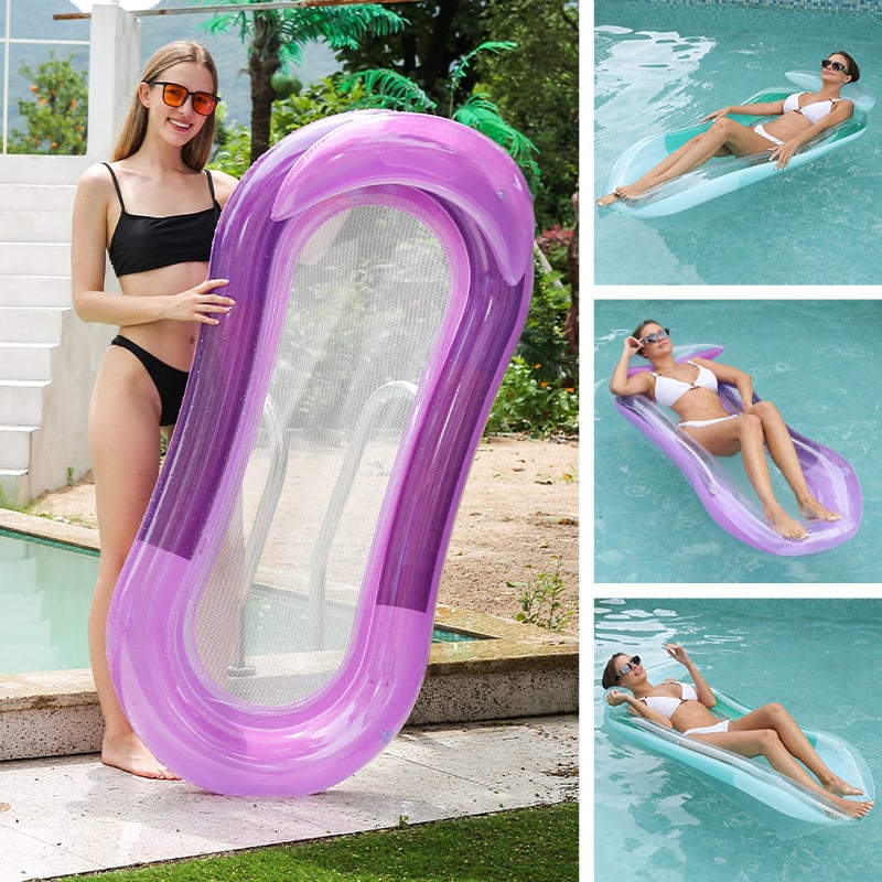 Inflatable Water Lounger with Armrests and Mesh - Order now and get a free pump!